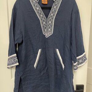 Tory Burch Blue and White Caftan Tunic